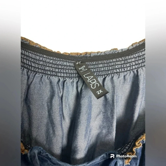 Lapis Western Smock dress in a denim like blue Size 2XL - Picture 4 of 7